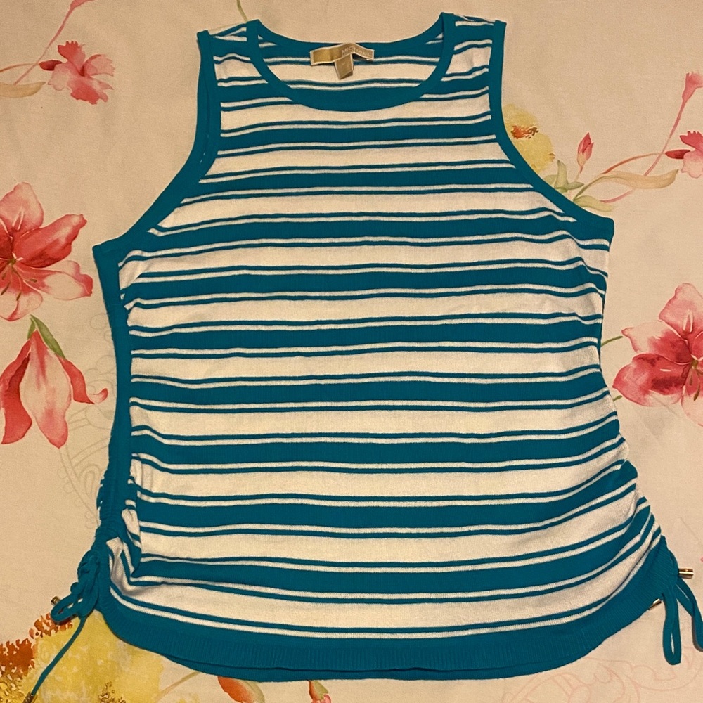 Michael Kors Teal and White Striped Tank Top